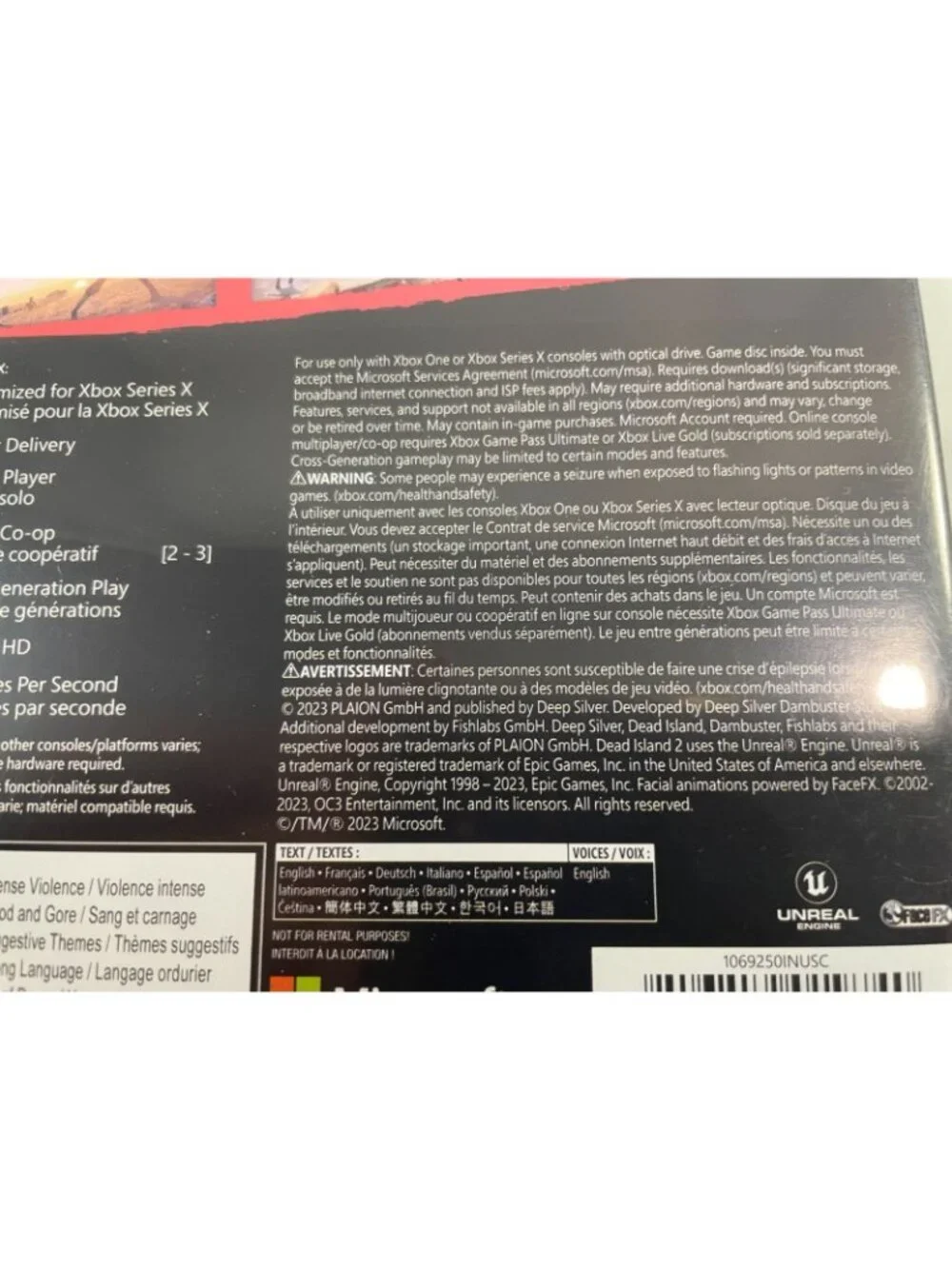 Dead Island 2 Xbox Series X or One Microsoft Rated M Disc Case Artwork  2023
